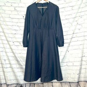 Max & Co. Blue Jean Denim Long Sleeve A Line Midi Dress Size 10